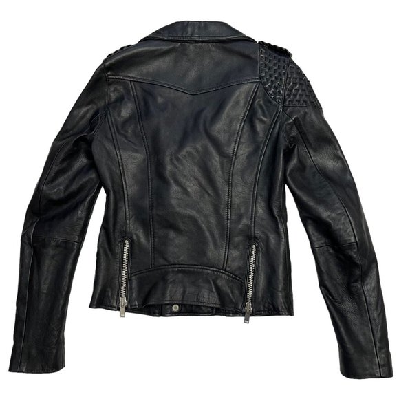 Maje Biker Moto Zip Jacket Black Lamb Leather Size 38 - Picture 8 of 16